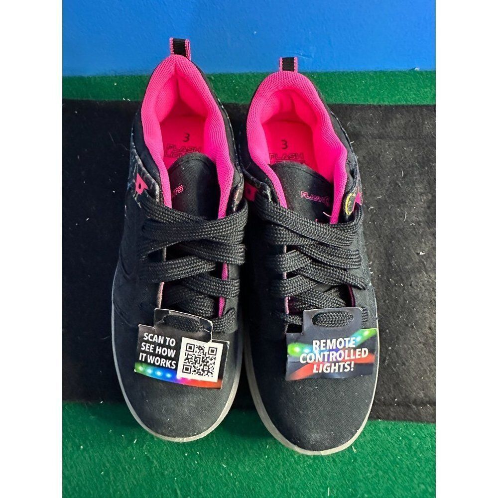 Flash Lights Black/Pink Rechargeable LED Sneakers Size 3